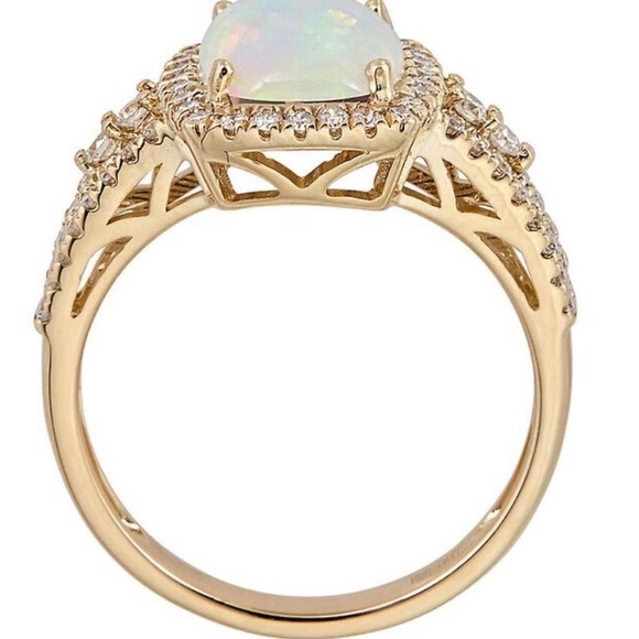 ethiopian opal & 1/2 ct. tw. diamond ring in 14k yellow gold - Picture 2 of 3